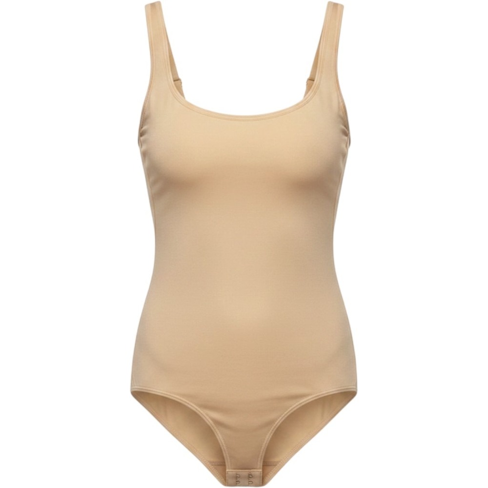 Assets by Spanx Womens Nude Smoothing Firm Control Bodysuit Size M Shapewear